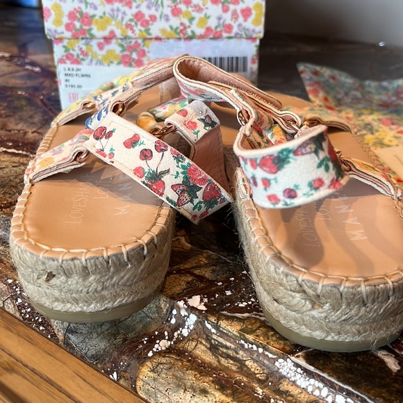 Almost new LoveshackFancy Loves Manebi floral Sandler jute edges w rubber soles - Picture 5 of 7